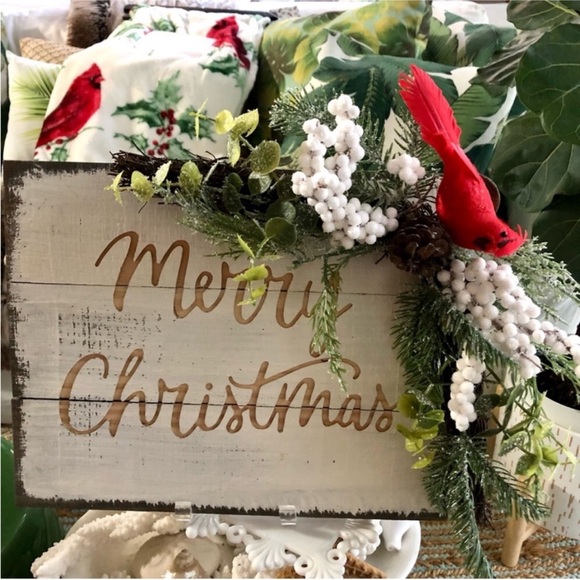 New! Woodland Rustic Carved Wood “MERRY CHRISTMAS” 🎄 Sign - Picture 1 of 7
